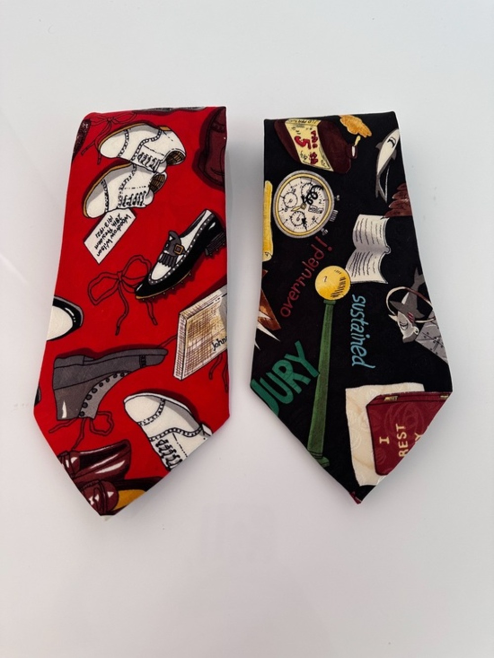 Lot of 2 Vintage 90s Nicole Miller 100% Silk Novelty Legal Neckties Hand Sewn